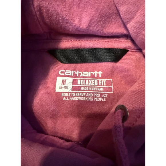 Carhartt Relaxed Fit Hoodie Girls' Medium Pink Logo Pullover Outdoor Casual - Picture 4 of 13